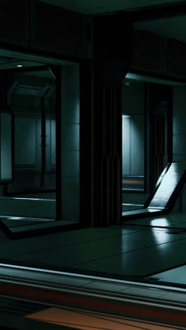 a futuristic corridor in a spaceship