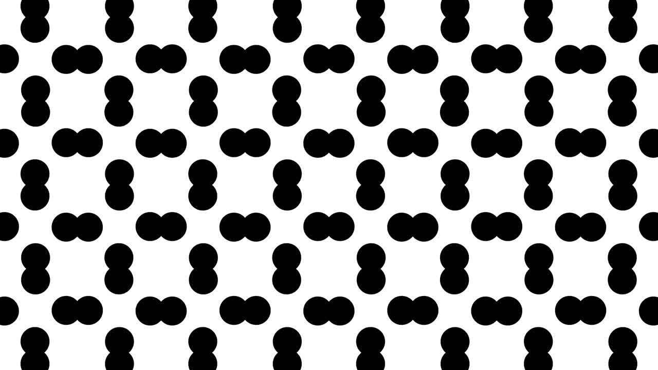 patrón gráfico en blanco y negro con efecto estroboscópico e hipnótico, mientras aumenta en tamaño y luego lo reduce.