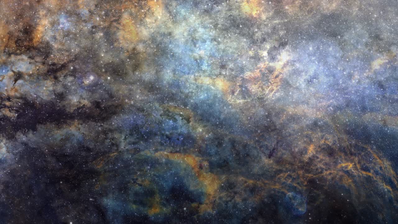 un bucle sin fisuras volando a través de la vía láctea central de cygnus. 4k 3d renderización de imágenes de movimiento para películas científicas y cinematográficas en el espacio.