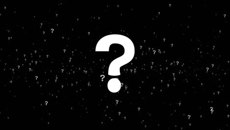 animation of questions floating around randomly, against a black background. 4k