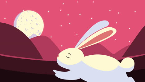 cute rabbit with fullmoon character