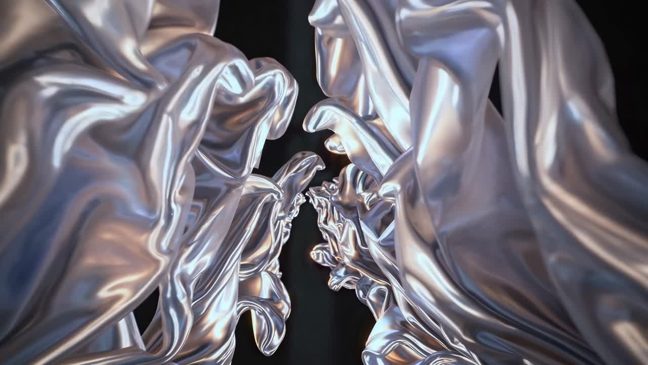 Abstract Metallic Silver Fluid