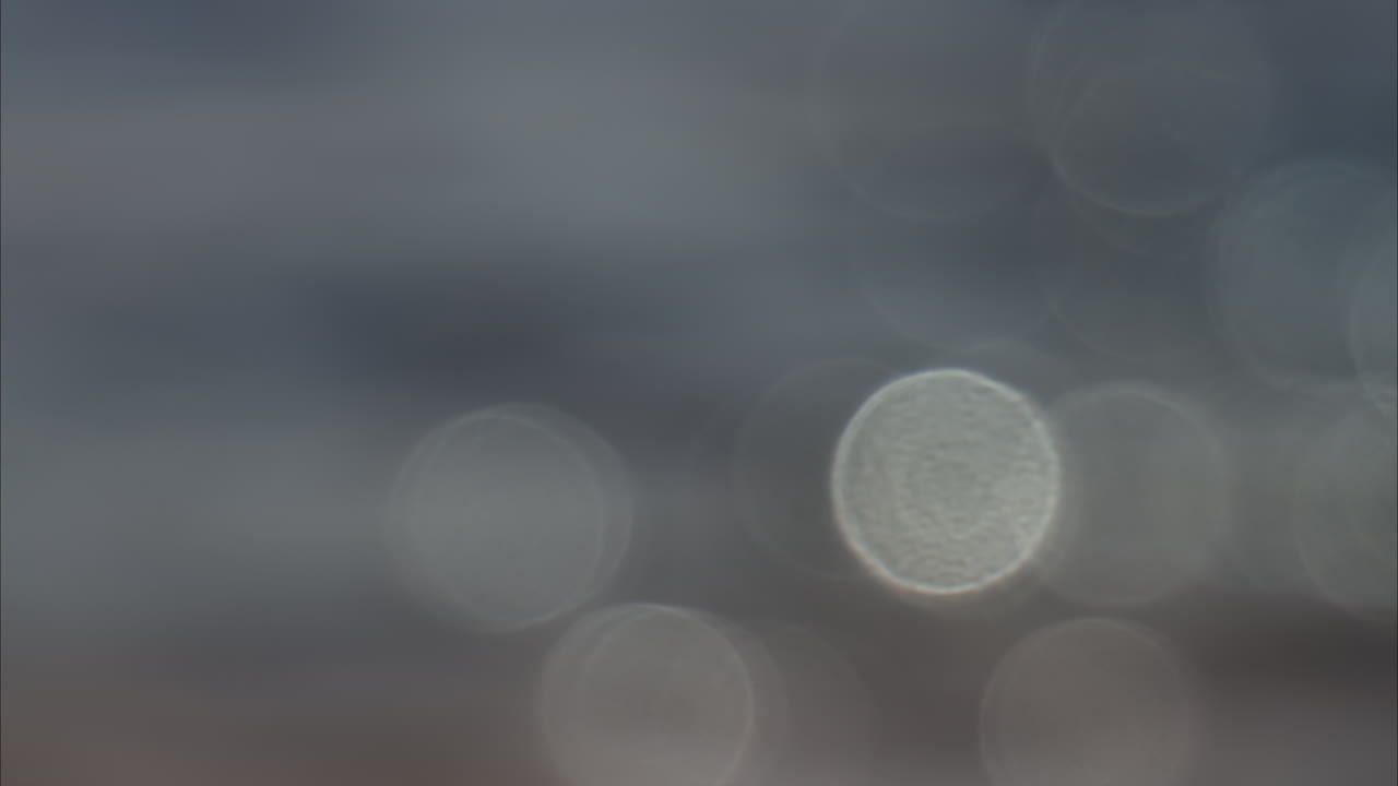 Out-of-focus blur of soft, circular light orbs moving around