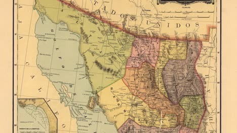 mapa antiguo del siglo xix del estado de sonora y el puerto de veracruz en méxico