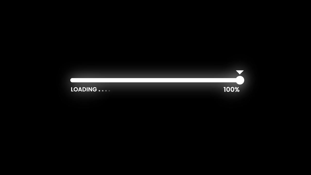 Loading bar and percentage Futuristic progress animation transfer 0 To 100 Isolated on black background