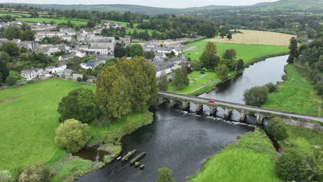 kilkenny ireland inistioge aerial flying to the village over the barrow river