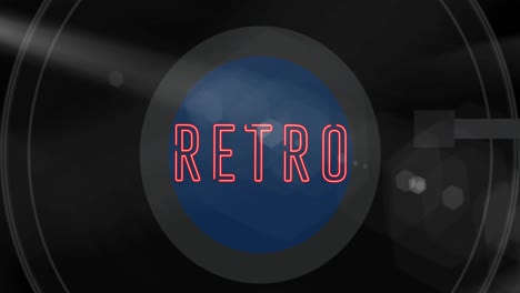 animation of rotating vinyl with retro text