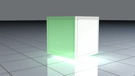 girando el cubo verde con gráficos animados