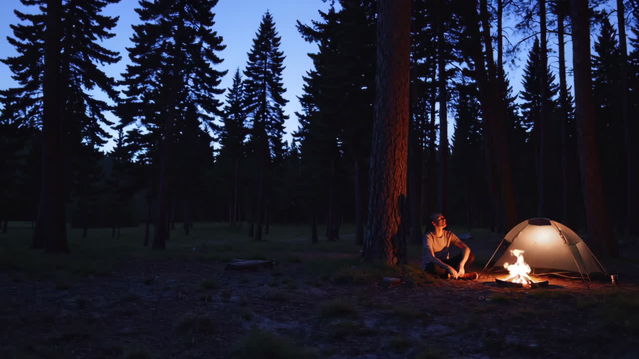 Camping Night in the Woods