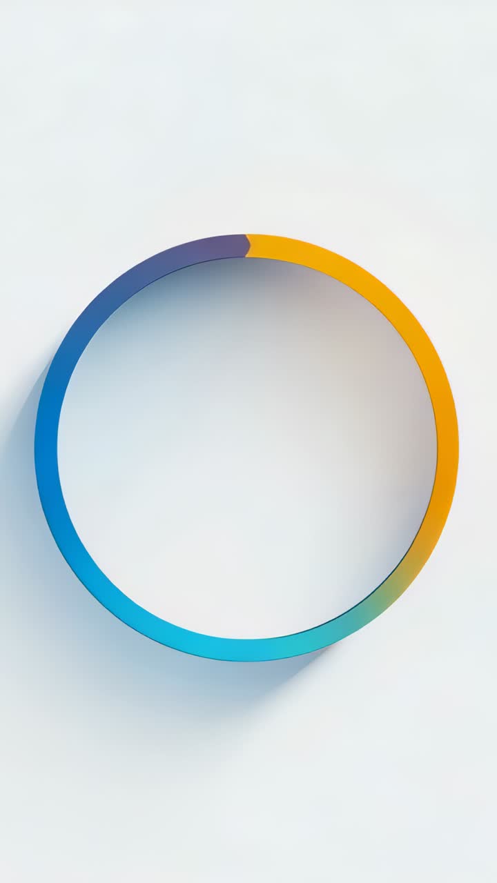 Vertical video: Looping gradient ring with small gap rotating on off-white set, indicating progress