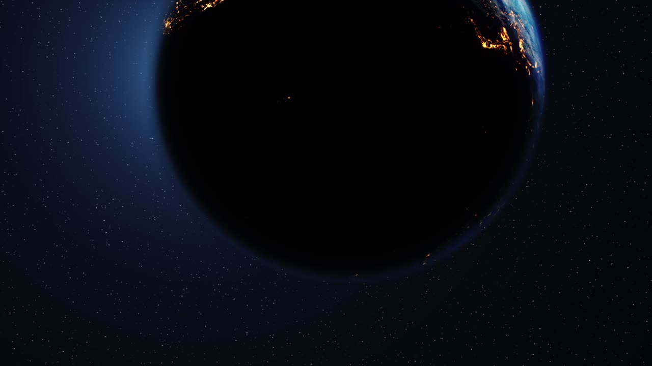 Space view on Planet Earth rotating Solar Eclipse Animation