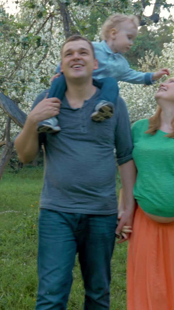 Family Walking in Spring