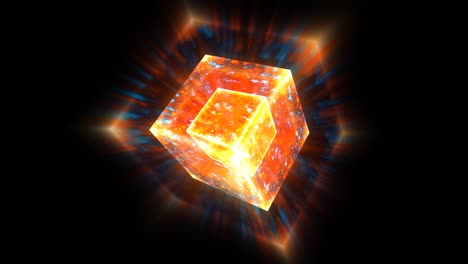 eternal flame power overwhelming cube mystery core full energy surface and blur ray around and explosive release power
