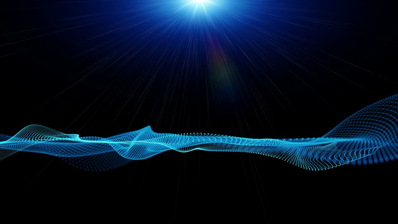 파동 물체와 반이는 빛과 함께 느린 동작의 미래 애니메이션, 4096x2304 루프 4k