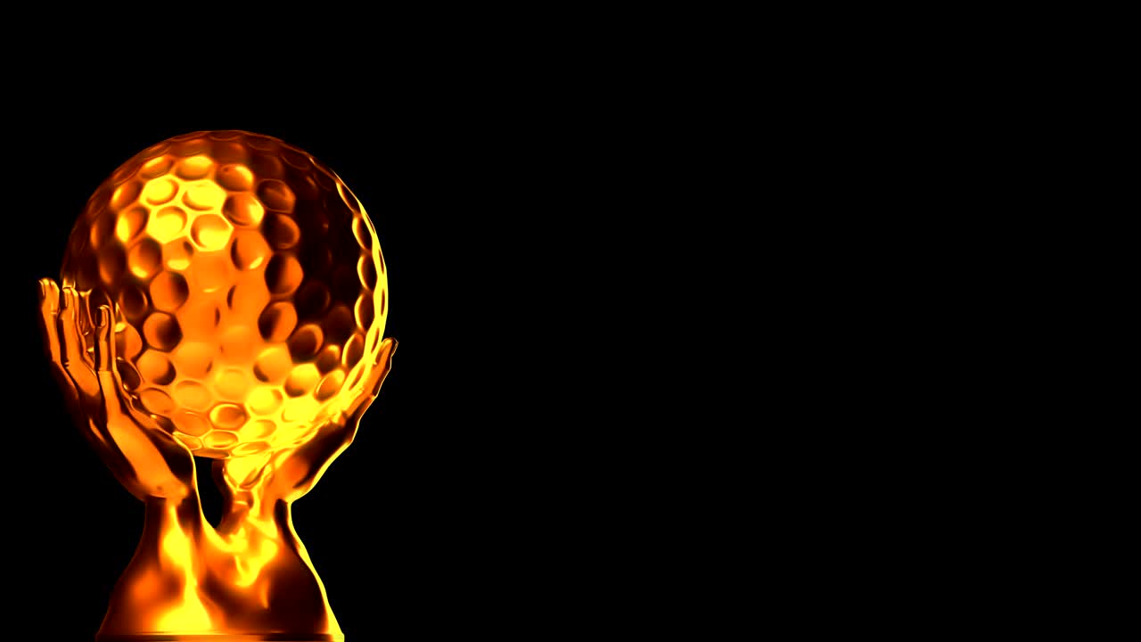 루프 가능한 골드 골프 컵과 알파 채널