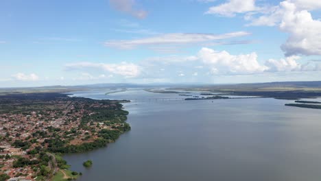 aerial view of the tocantins river in porto nacional-tocantins city, brazil, amazon