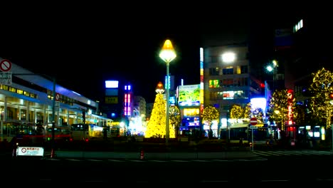 night lapse 4k at kichijouji station wide shot zoom in