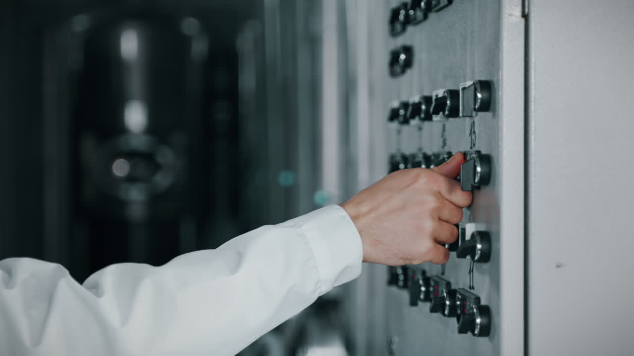 operador industrial que trabaja en el panel de control