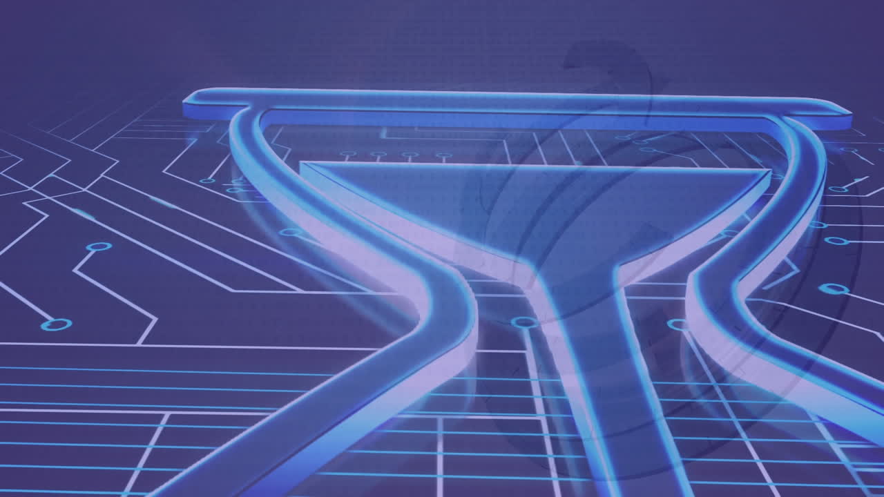 컴퓨터 회로판 위 에 있는 모래시계 의 애니메이션