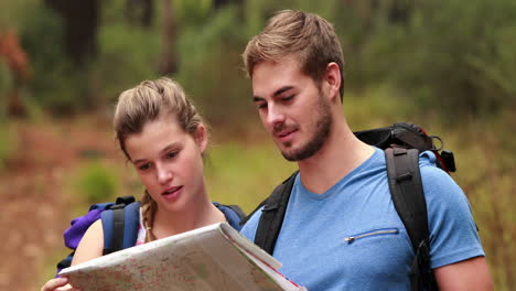 young couple hiking together