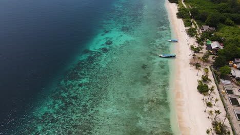 Topdown-Landscape-view-of-Turquoise-Ocean-in-Bali