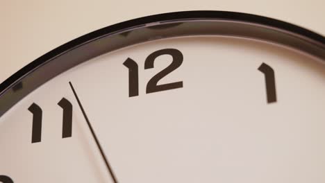 a macro slow-motion shot capturing the seconds hand of a classic black and white analog clock as it moves smoothly from the 10 to the 2. the close-up detail highlights precise time movement.