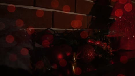 Animation-of-christmas-decorations-and-flickering-red-lights