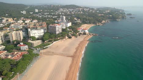 Aerial-Image-Of-Playa-De-Aro-In-Girona-Costa-Brava-A-Few-Kilometers-From-Sant-Feliu-De-Guíxols-Mediterranean-Sea-Coastline-European-Tourism