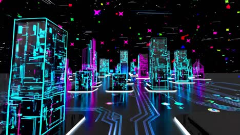 futuristic neon cityscape
