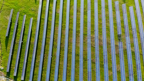 aerial view industrial photovoltaic solar units panels environment producing renewable green energy