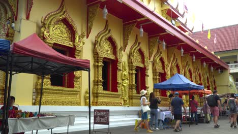 beautiful gold temple in chiang mai, thailand.