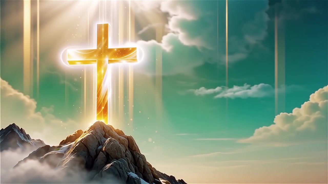 Christian Cross Heavenly Light Worship Background