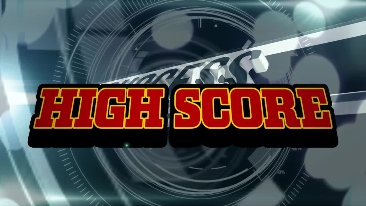 Animation of data processing over high score text