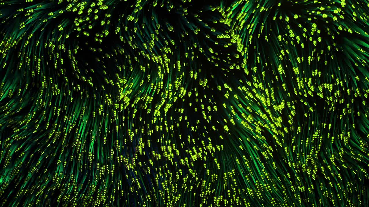 빛나는 선과 점이 있는 추상적인 녹색 배경