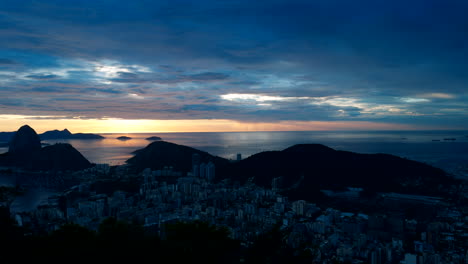 morning blue hour high aerial view over rio de janeiro in brazil