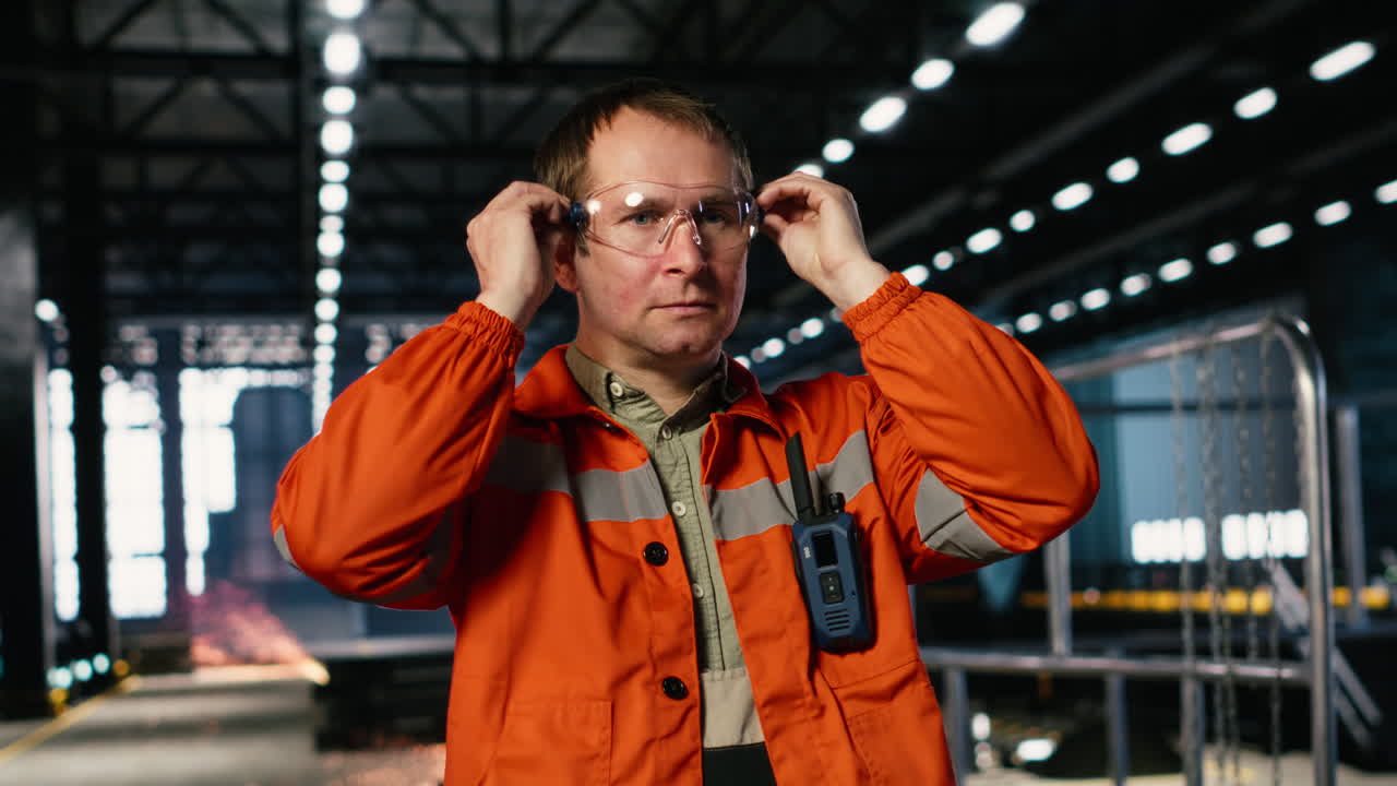Technician overseeing welding machinery in industrial workshop