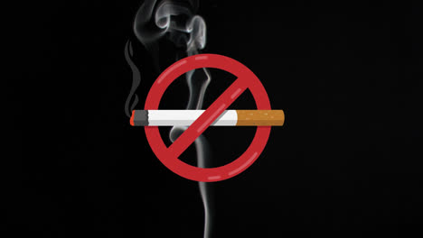 digital animation of no smoking symbol icon against black background