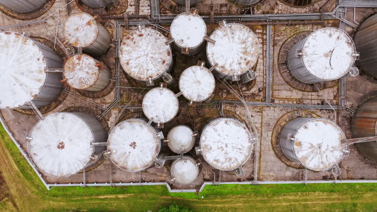 Industrial symmetry and textures captured from above in retreating summer shot