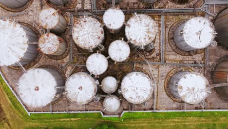 industrial symmetry and textures captured from above in retreating summer shot