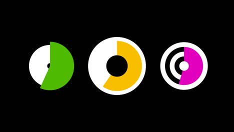 colorful loading circle icon animation, isolated on a black background. 4k motion video animation loading bar with alpha matte channel