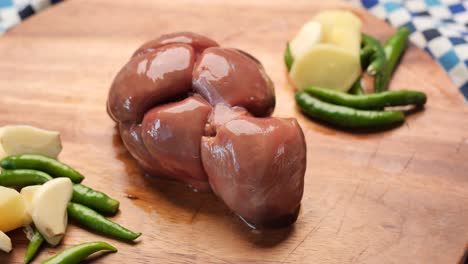 raw liver and vegetables ready for cooking