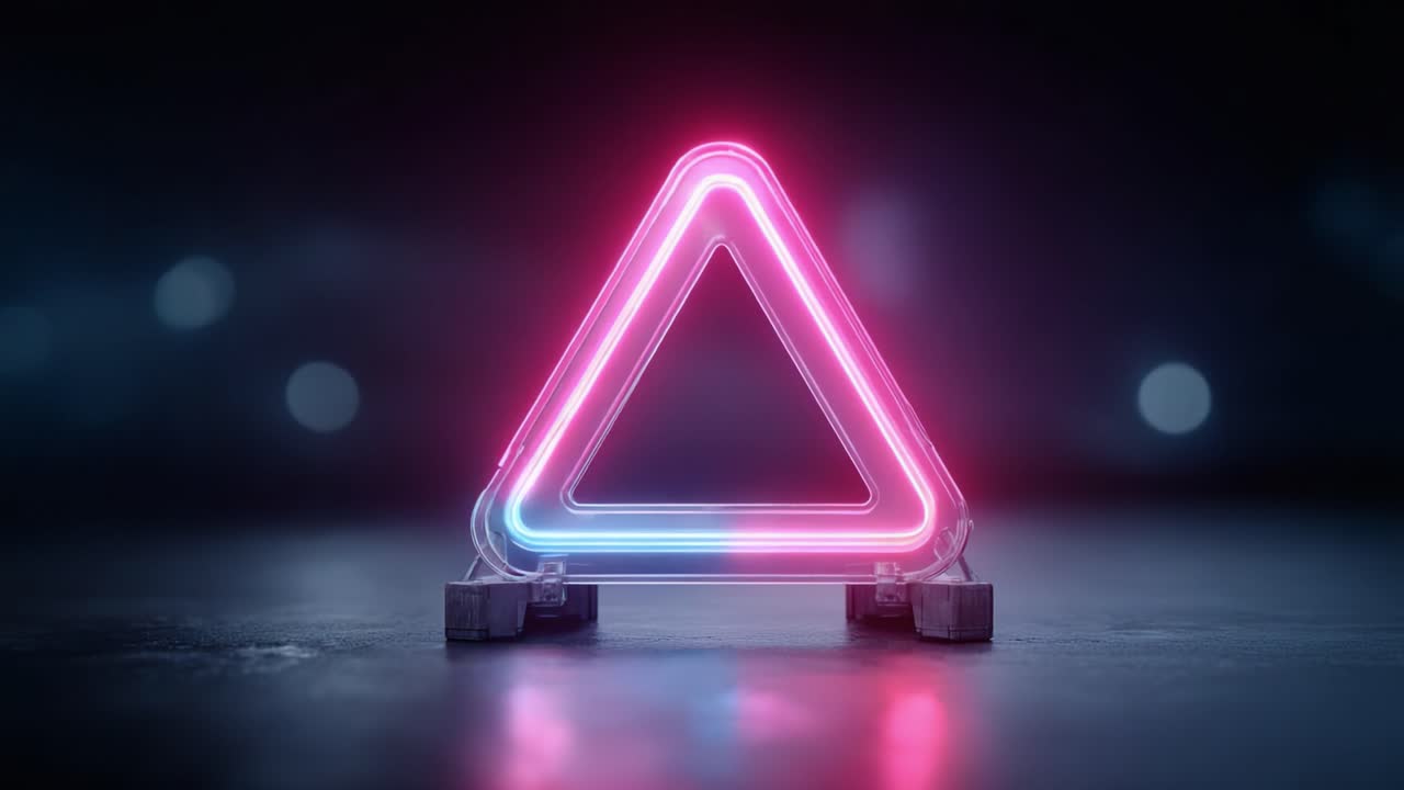 A Vibrant Neon Triangle Illuminating a Dark Background, Showcasing Modern Aesthetics and Contemporary Design in a Stunning Visual Display