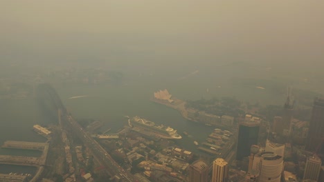 sydney cubierto de humo - cbd a vuelo de ópera