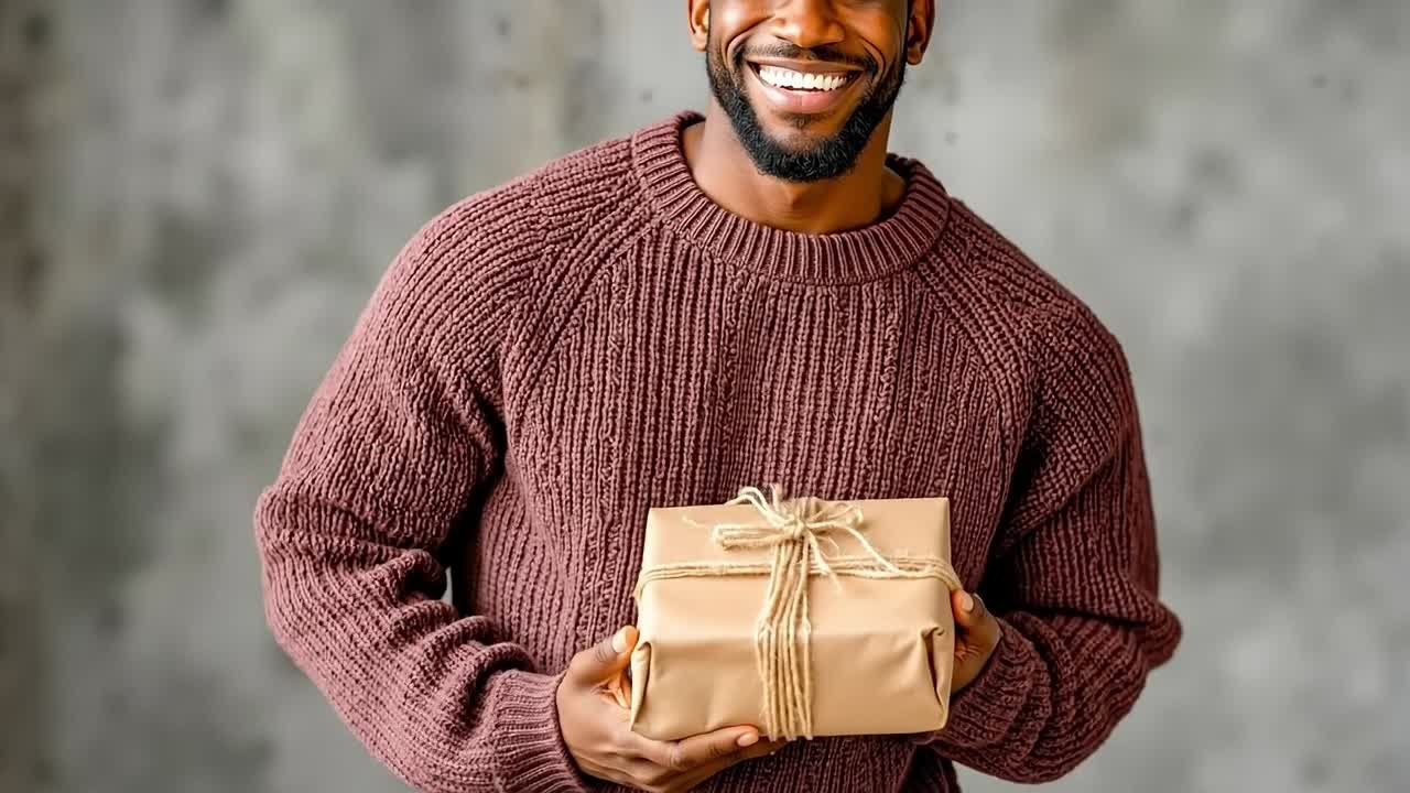 A man holding a present in his hands