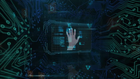 animación del procesamiento de datos sobre un fondo negro