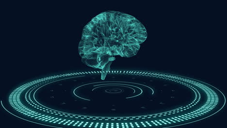 Animation-of-human-brain-and-digital-data-processing-over-black-background