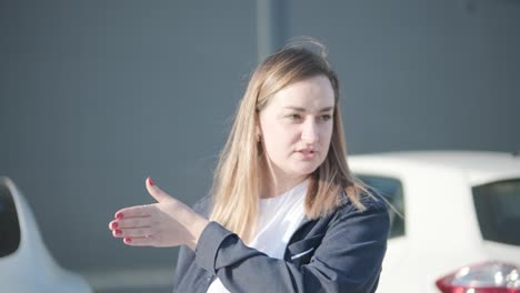 car service manager walking around office