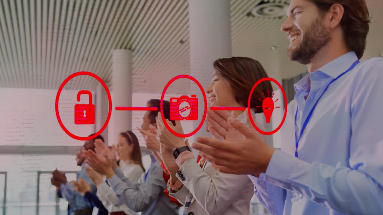 animación de la red de conexiones con iconos sobre colegas de negocios