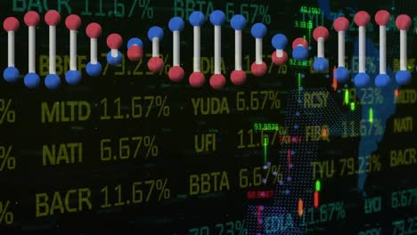 Animation-of-dna-strand-spinning-statistics-and-data-processing-over-world-map