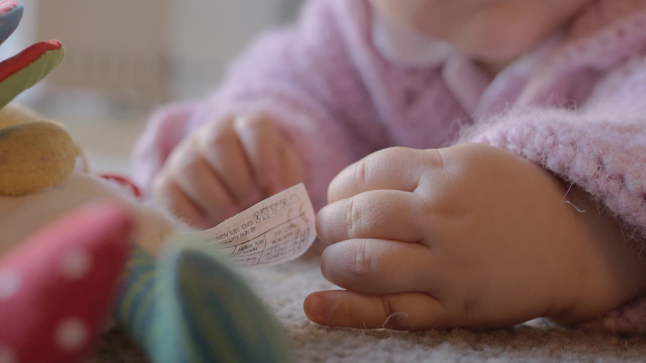 una adorable niña jugando en la alfombra